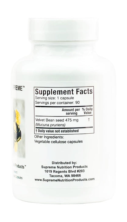 Supreme Nutrition Mucuna Supreme, 90 Pure Cowhage Vegetarian Capsules