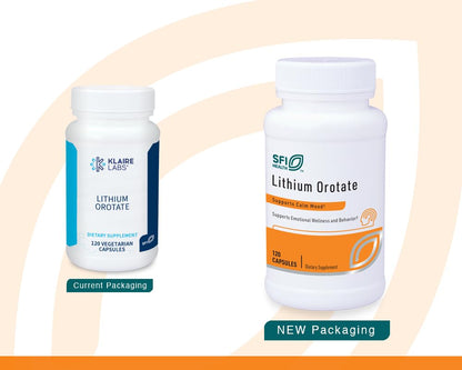 Klaire Labs SFI Health Lithium Orotate 4.8 mg - May Help Balance Mood - Bioavailable Lithium Orotate Supplement - Trace Minerals Promote Focus, Memory, Cognitive & Mood Support (120 Capsules) SFI HealthBuy Supplements Australia