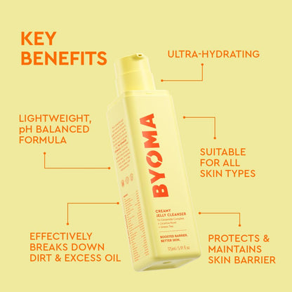BYOMA Creamy Jelly Cleanser - Hydrating Facial Cleanser for Skin Barrier Repair -Tri-Ceramide Face Wash for Sensitive Skin & All Skin Types