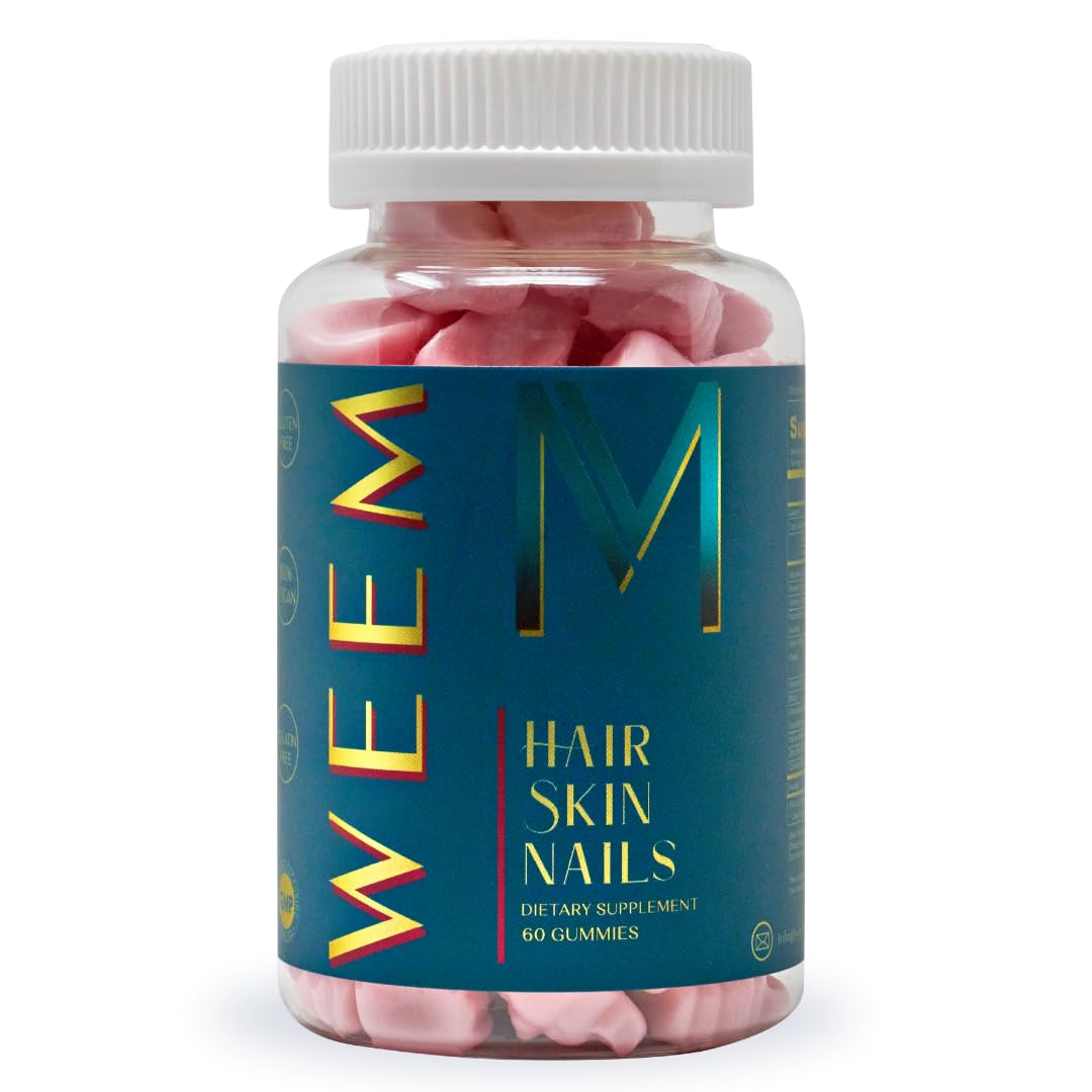 WEEM Hair Skin and Nails Gummies - Supports Healthy Hair - Vegan biotin Vitamins for Women & Men Supports Faster Hair Growth, Stronger Nails, Healthy Skin, Extra Strength (1) WEEM buy supplements Au