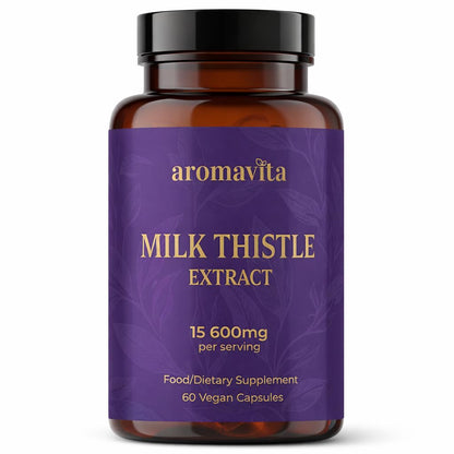 AROMAVITA Milk Thistle Extract – Standardized to 420mg Silymarin (80%) – Vegan Liver Support Supplement – Non-GMO – Quality Tested for Purity