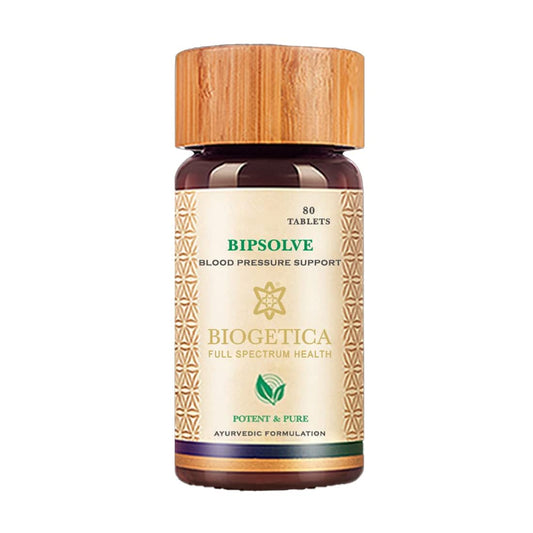 Biogetica Bipsolve supplement bottle with wooden cap on a white background