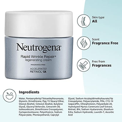 Neutrogena Rapid Wrinkle Repair, Retinol Face Moisturizer, Daily Anti-Aging Neck & Face Cream with Hyaluronic Acid, Retinol Cream