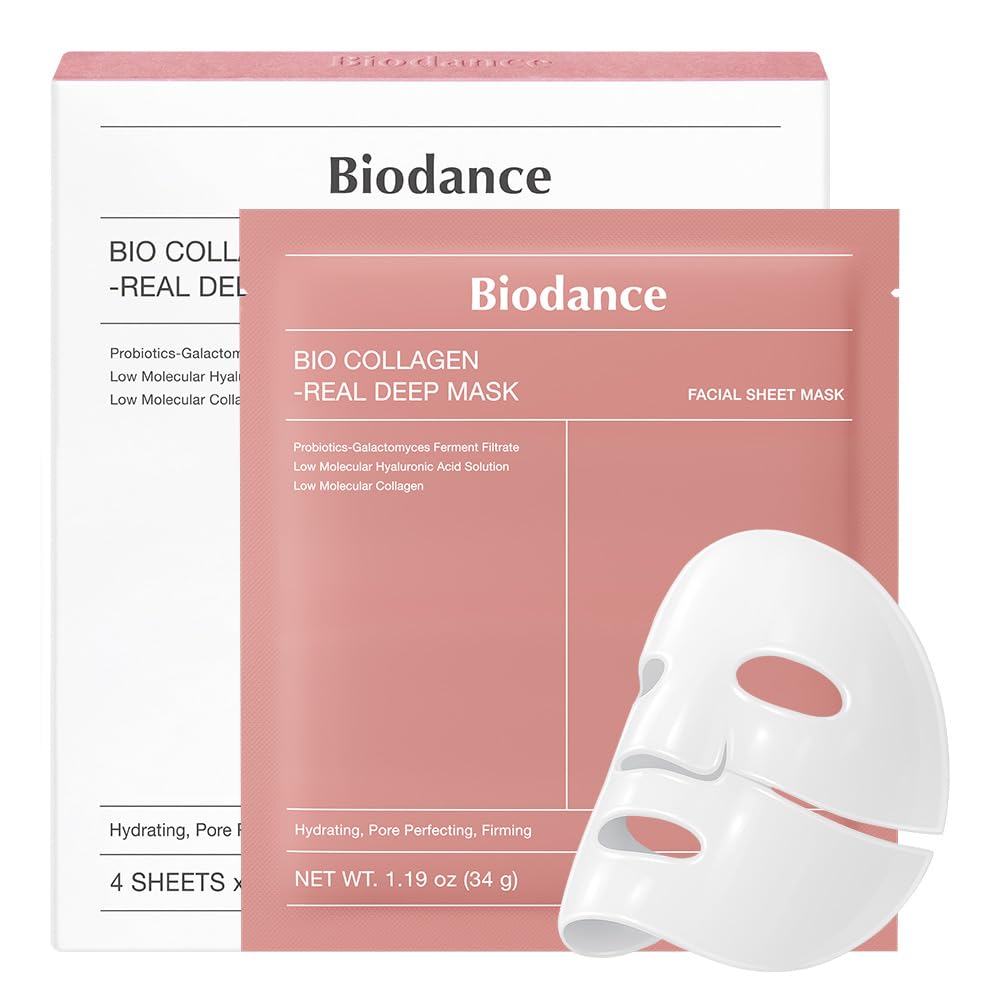 BIODANCE Bio-Collagen Real Deep Mask, Hydrating Overnight Hydrogel Face Mask, Pore Minimizing, Elasticity, Plumping, Travel Essentials & Self Care Gifts for Women, Korean Skin Care | 1.19oz(34g) x 4ea BIODANCEBuy Supplements Australia