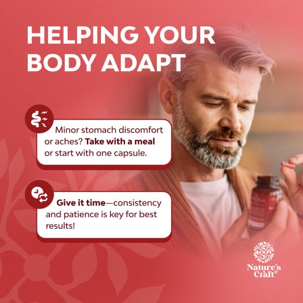 Natures Craft Red Yeast Rice with CoQ10 Supplement - Advanced Healthy Heart & Healthy Cholesterol Levels Formula for Men & Women - Red Yeast Rice Capsules with 1200 mg