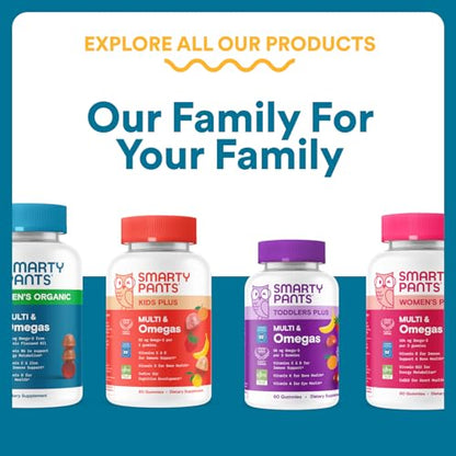 SmartyPants Men's Multivitamin Gummies with Omega 3 DHA/EPA, Methylfolate, Vitamin D3, C, B12, B6, A, K, Zinc