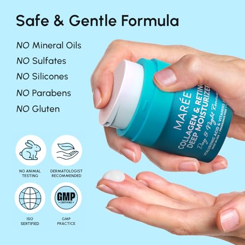 MAREE Face Moisturizer Retinol Cream for Face – Daily Wrinkle Cream for Women – Anti-Aging Face Cream – Facial Moisturizer with Collagen