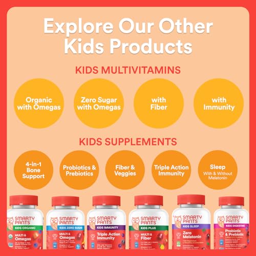 SmartyPants Kids Multivitamin Gummies with Omega 3 DHA/EPA, Vitamins D3, C, B12, B6, A, K, and Zinc, Gluten Free