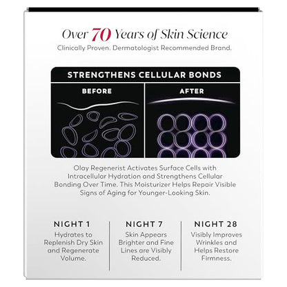 Olay Night Cream for Face, Anti-Aging Face Moisturizer for Women - Fragrance-Free Skin Care, Anti-Wrinkle, Exfoliate, Smooths Texture