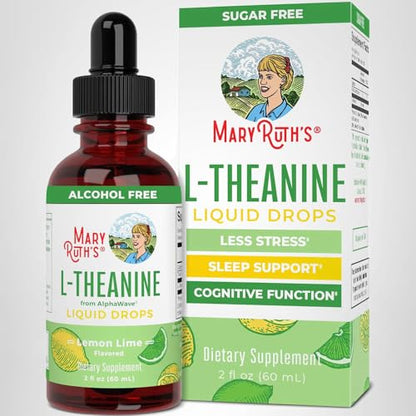 MaryRuth's L Theanine 200mg Liquid Drops | Mood Support for Adults & Kids | Focus Supplement | Natural Sleep Support | Vegan