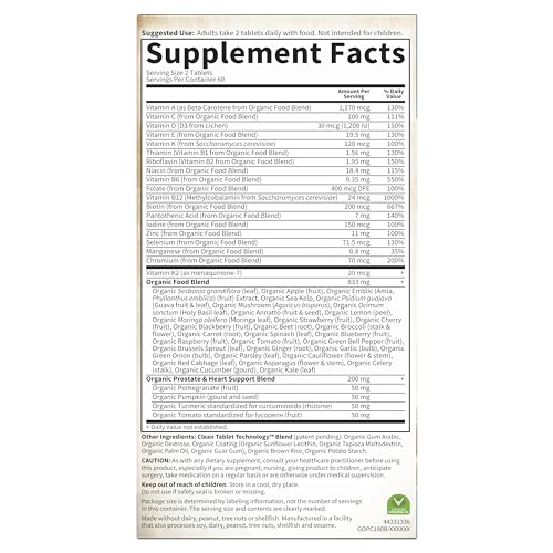 Garden of Life Organics Men's 40+ Multivitamin with Prostate Support, B12 & Vitamins – Vegan Daily Whole Food Multivitamin, Non-GMO, Certified Organic, 120 Tablets Garden of Life buy supplements Au