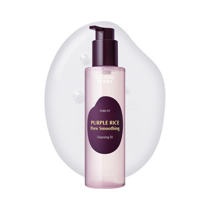 EQQUALBERRY Purple Rice Pore Smoothing Cleansing Oil – Deep Cleansing for Pores & Blackheads | Korean Oil Cleanser for Face & Makeup Remover