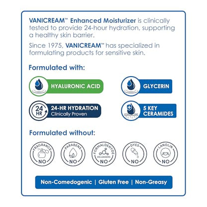 Vanicream Enhanced Moisturizer, 12 fl oz, Formulated without Common Irritants, Body Moisturizer, All-Day Hydration with Hyaluronic Acid