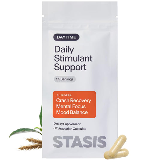 Stasis Daytime Energy & Focus Supplement for Men & Women with Vitamin D3, L Theanine, Ashwagandha & CoQ10, Cognitive Support Capsules for Morning Routines, Vegan, Non GMO, 25 Servings, 1 Month Supply STASISBuy Supplements Australia
