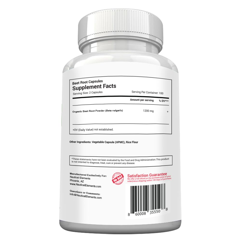 Beet Root Capsules - 1200mg Per Serving - 200 Beet Root Powder Capsules - Beetroot Powder Supports Blood Pressure, Athletic Performance, Digestive