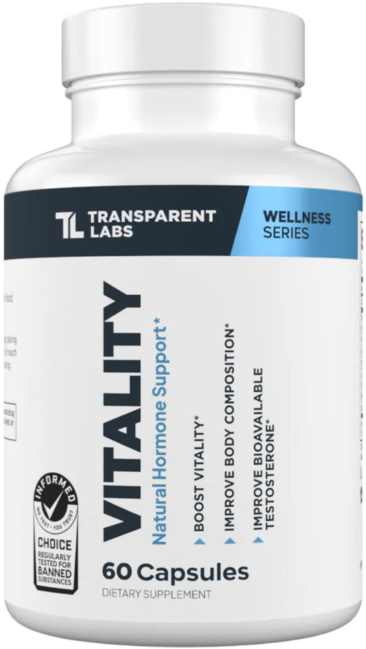 Transparent Labs Vitality Men with Ashwagandha KSM-66, PrimaVie Shilajit Extract, & DIM to Support Vitality, & Bioavailable - 60 Count