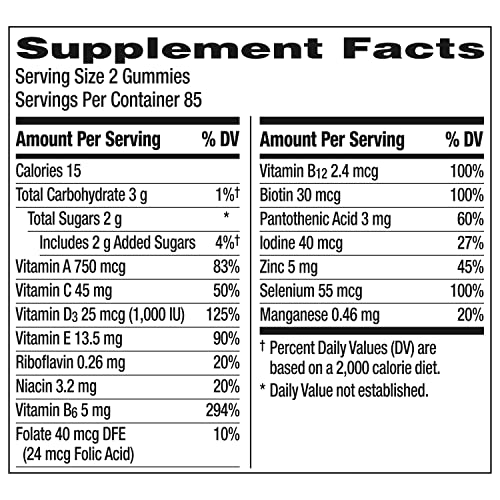 Centrum MultiGummies Gummy Multivitamin for Men, Multivitamin/Multimineral Supplement with Selenium, Antioxidants and Vitamin D3