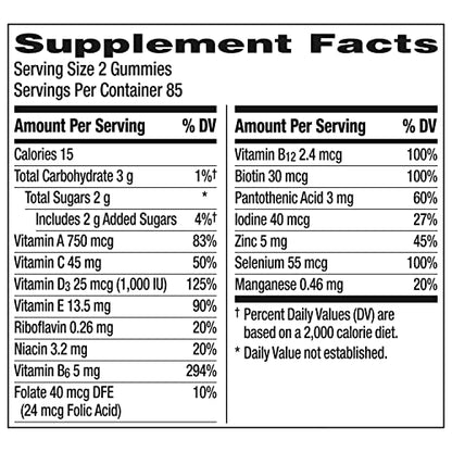 Centrum MultiGummies Gummy Multivitamin for Men, Multivitamin/Multimineral Supplement with Selenium, Antioxidants and Vitamin D3