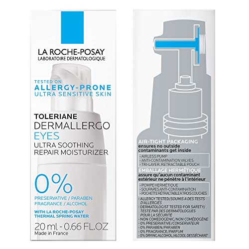 La Roche-Posay Toleriane Dermallergo Eye Cream Soothing Repair Moisturizer, Soothes and Comforts Sensitive Skin