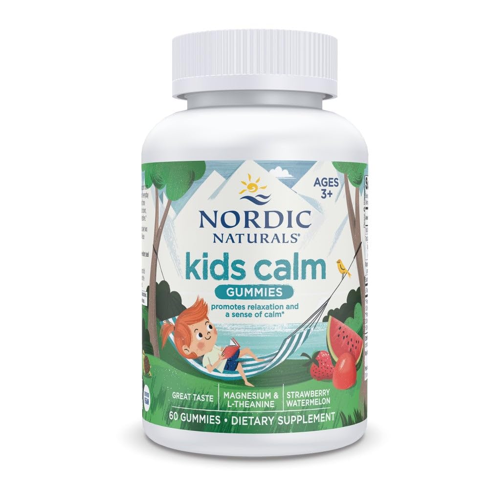 Nordic Naturals Kids Calm Gummies - Strawberry Watermelon - 60 Gummies - Magnesium L-Theanine Supplement - Calming for Kids - Relaxation Support - Up to 60 Servings Nordic NaturalsBuy Supplements Australia