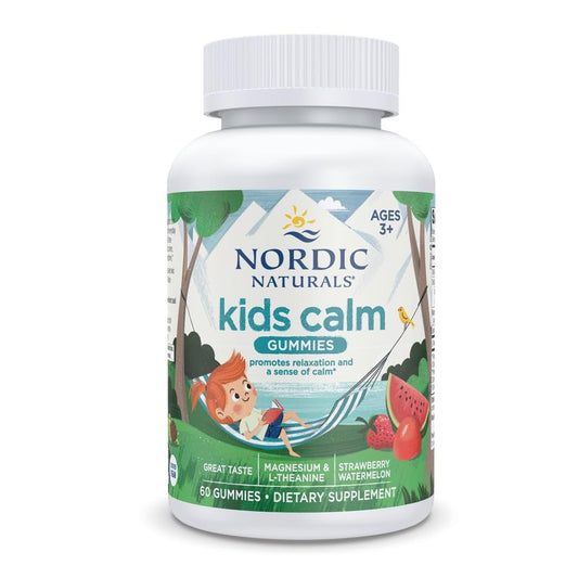 Nordic Naturals Kids Calm Gummies - Strawberry Watermelon - 60 Gummies - Magnesium L-Theanine Supplement - Calming for Kids - Relaxation Support - Up to 60 Servings Nordic NaturalsBuy Supplements Australia