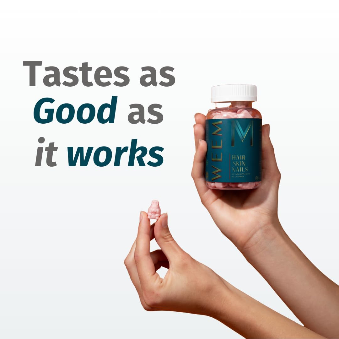 WEEM Hair Skin and Nails Gummies - Supports Healthy Hair - Vegan biotin Vitamins for Women & Men Supports Faster Hair Growth, Stronger Nails, Healthy Skin, Extra Strength (1) WEEM buy supplements Au