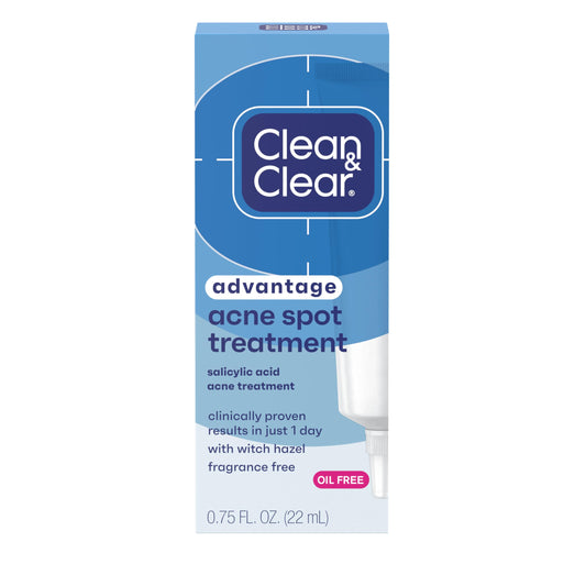 Clean and Clear Advantage Acne Spot Treatment Gel Cream with 2% Salicylic Acid & Witch Hazel, Acne Pimple Medication