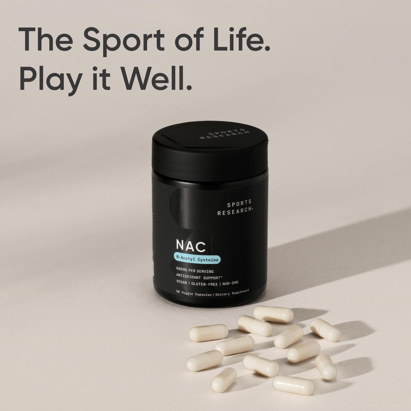 Sports Research Vegan NAC Supplement (N-Acetyl Cysteine) 600 mg - Supports Antioxidant Activity - NAC 600 mg - Non-GMO - 90 Capsules for Adults Daily Use Sports Research buy supplements Au