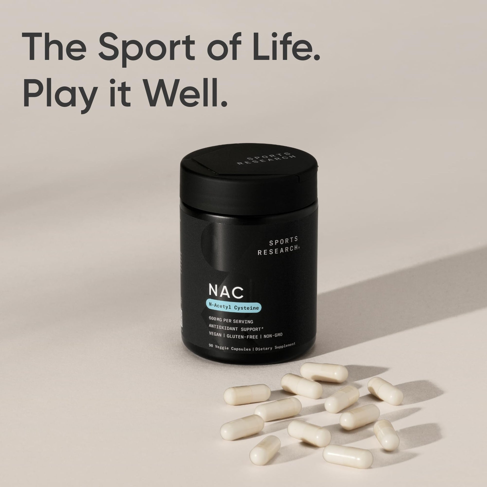 Sports Research Vegan NAC Supplement (N-Acetyl Cysteine) 600 mg - Supports Antioxidant Activity - NAC 600 mg - Non-GMO - 90 Capsules for Adults Daily Use Sports Research buy supplements Au