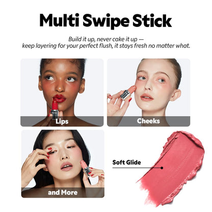 TIRTIR Mood Glider Lip & Blush Stick | Multi Use for Lip and Cheek with Creamy Buildable Texture and Natural Glow Color #02 Rose Drizzle, 0.13Oz