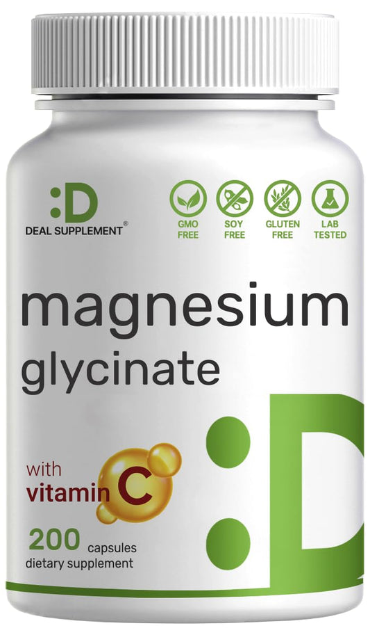 Magnesium Glycinate 500mg Per Capsule (1000mg Per Serving) Plus Vitamin C, 240 Capsules – 100% Chelated for Easy Absorption – Essential Mineral Supplement DEAL SUPPLEMENTBuy Supplements Australia