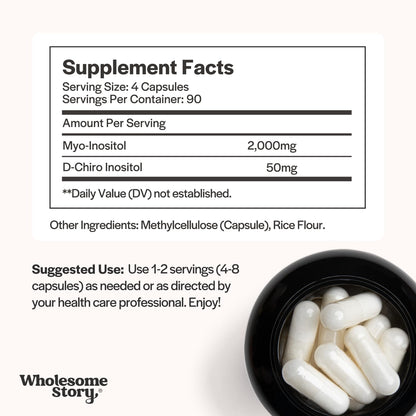 Wholesome Story Myo-Inositol & D-Chiro Inositol Supplement for Women | Fertility Supplements for Hormonal Balance & Ovarian Health Support