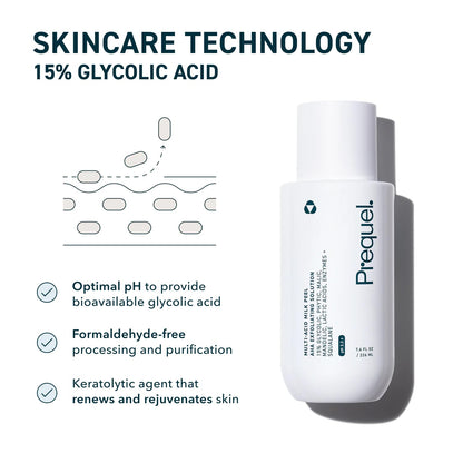 Prequel Skin Multi-Acid Milk Peel, Professional Exfoliating Solution. 15% Glycolic Acid Face Peel with Lactic Acid and Enzymes