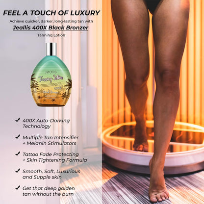 Jeallis Extreme Dark Tanning Lotion Accelerator for Indoor Tanning Beds & Outdoor Sun Tan with Bronzer to Get Dark Fast Tan
