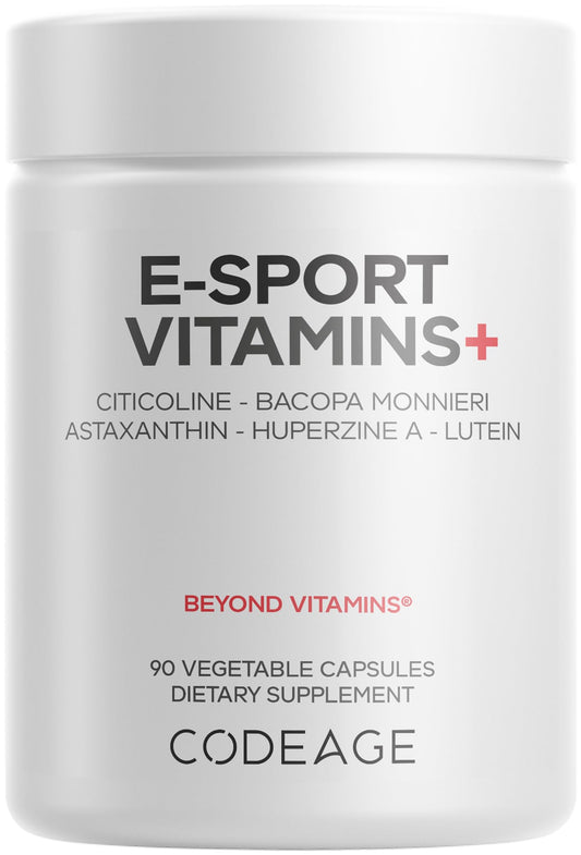 Codeage E-Sport Vitamins+ Citicoline Cognizin, Bacopa Monnieri Supplement, Multivitamins, Astaxanthin, L-Theanine, Ginkgo Biloba, Acetyl-L-Tyrosine, Huperzine A, Lutein, Esport Gaming - 90 Capsules CodeageBuy Supplements Australia