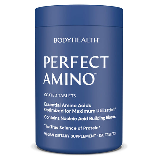 BodyHealth PerfectAmino (150 ct) Easy to Swallow Tablets, Essential Amino Acids Supplement with BCAAs, Vegan Protein for Pre/Post Workout & Muscle Recovery with Lysine