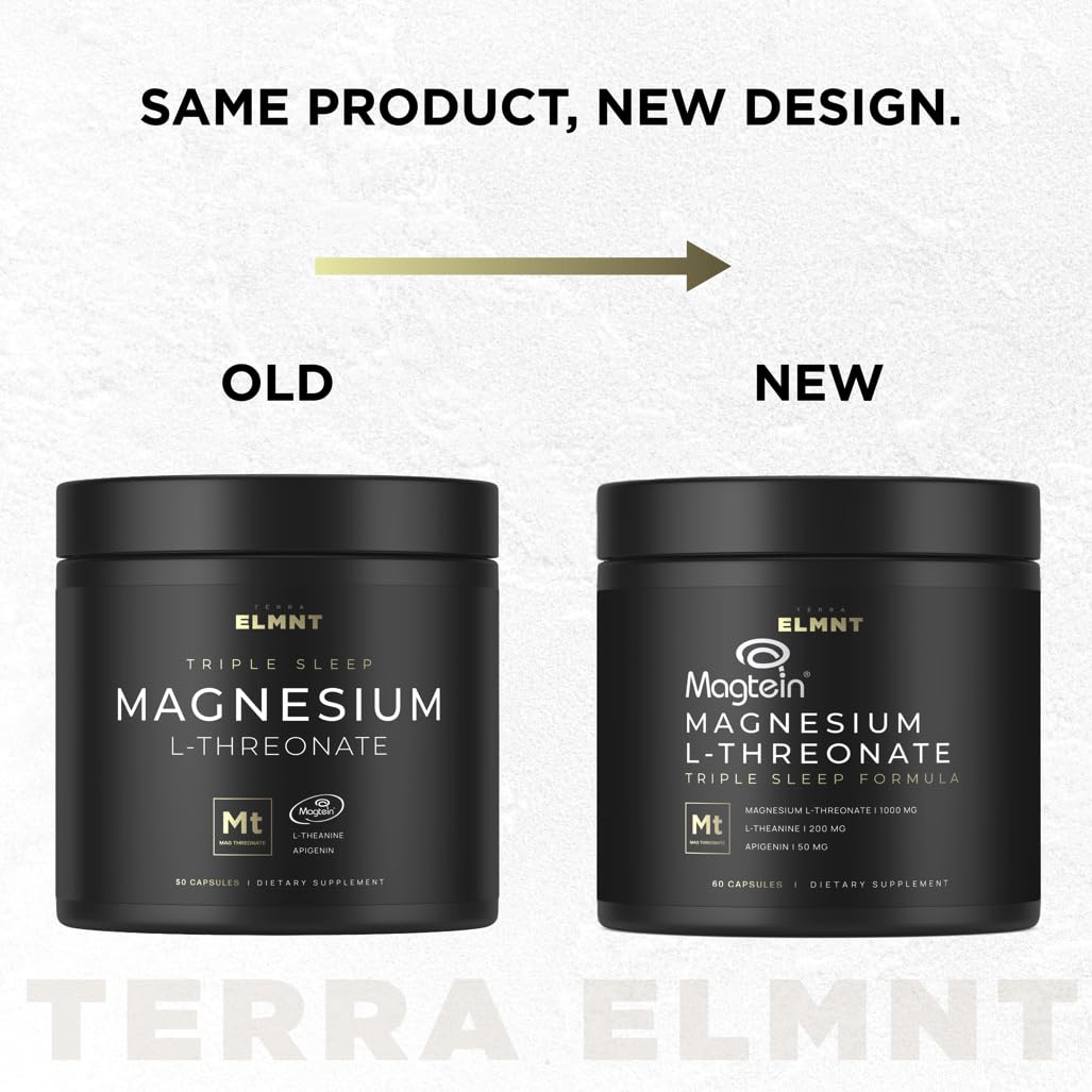 Triple Sleep Magnesium L-Threonate w. Apigenin, Theanine & Magtein Magnesium L Threonate - High Absorption Magnesium Supplement Capsules for Men and Women Magnesium Powder Pills TERRA ELMNT buy supplements Au
