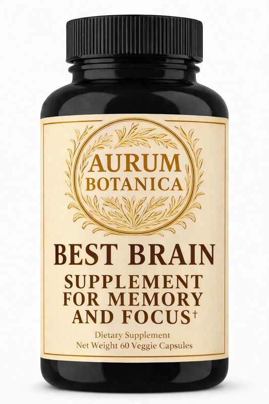 AURUM BOTANICA Best Brain Supplement for Memory and Focus - L-Theanine, Lion's Main, Vitamin B6, B12, D3, Folate, L-Tyrosine, Bacopa Monnieri, Alpha GPC, Theacrine, 30mg of Natural Caffeine (60 Count) AURUM BOTANICABuy Supplements Australia