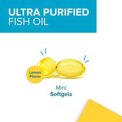 Qunol Fish Oil Omega 3 Mini Softgels, 1000mg Omega 3 EPA + DHA, Ultra Pure Supplements, Heart Health Support, Lemon Flavor, Easy to Swallow Minis, 3 Month Supply, 180 Count QunolBuy Supplements Australia