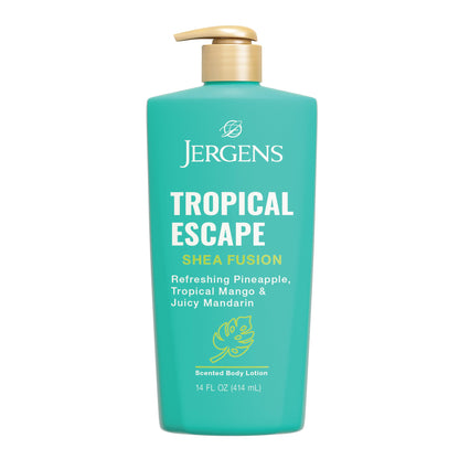 Jergens Shea Fusion Tropical Escape Body Lotion, Moisturizer with Shea Butter & Vitamin E, 14 Fl Oz