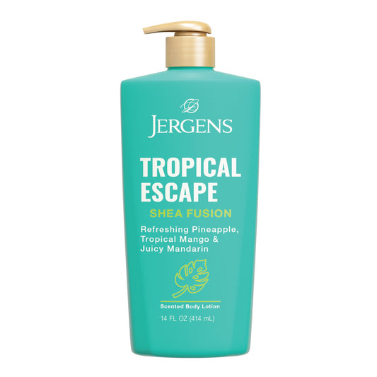 Jergens Shea Fusion Tropical Escape Body Lotion, Moisturizer with Shea Butter & Vitamin E, 14 Fl Oz
