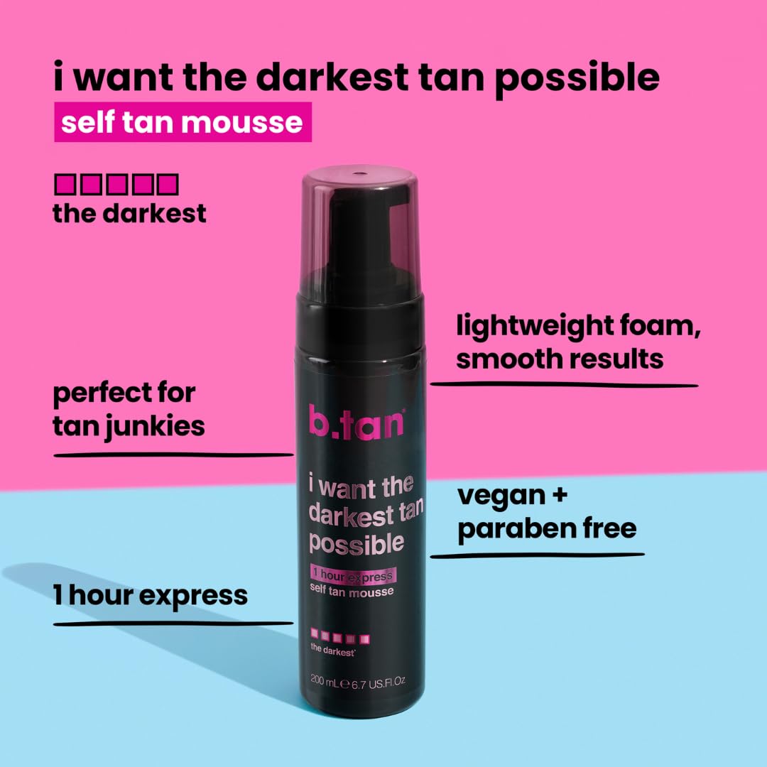 b.tan Ultra Dark Self Tanner Mousse | I Want The Darkest Tan Possible - Fast, 1 Hour Express