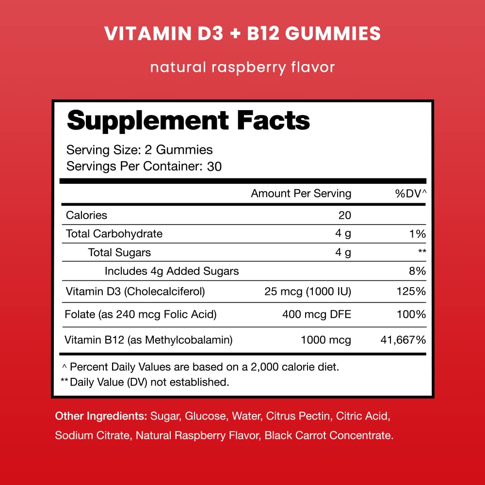 NutraChamps Vitamin D3 & B12, Methyl B12 Gummies for Adults & Kids, Enhanced with Vitamin D 3 & B9 Vitamin Folate, Natural Energy, Mood