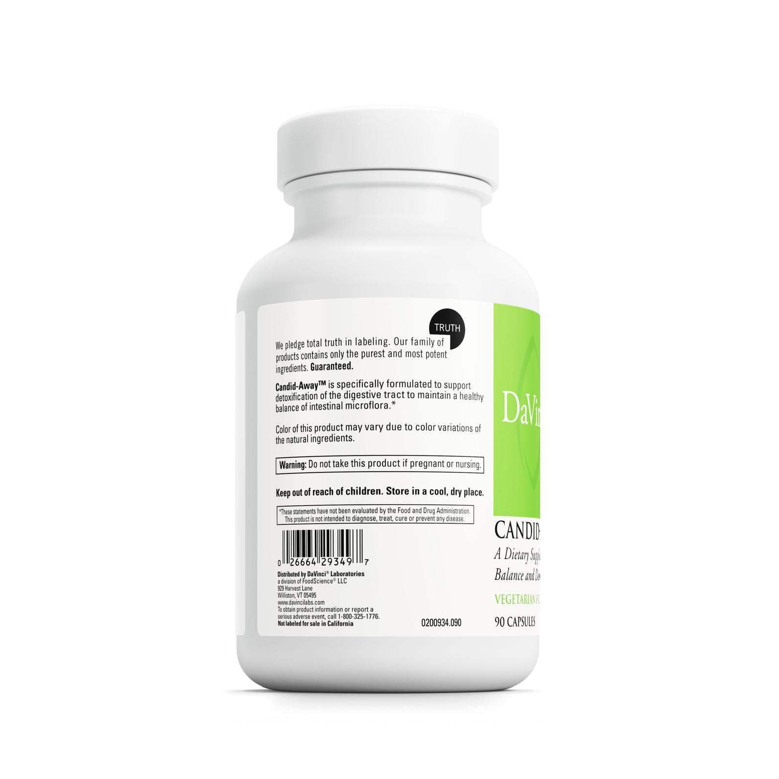 DAVINCI Labs Candid-Away - Digestive Gut Health Support, Immune System Support with Digestive Enzymes, Calcium, Magnesium & More* - 90 Vegetarian Capsules (30 Servings) DAVINCIBuy Supplements Australia