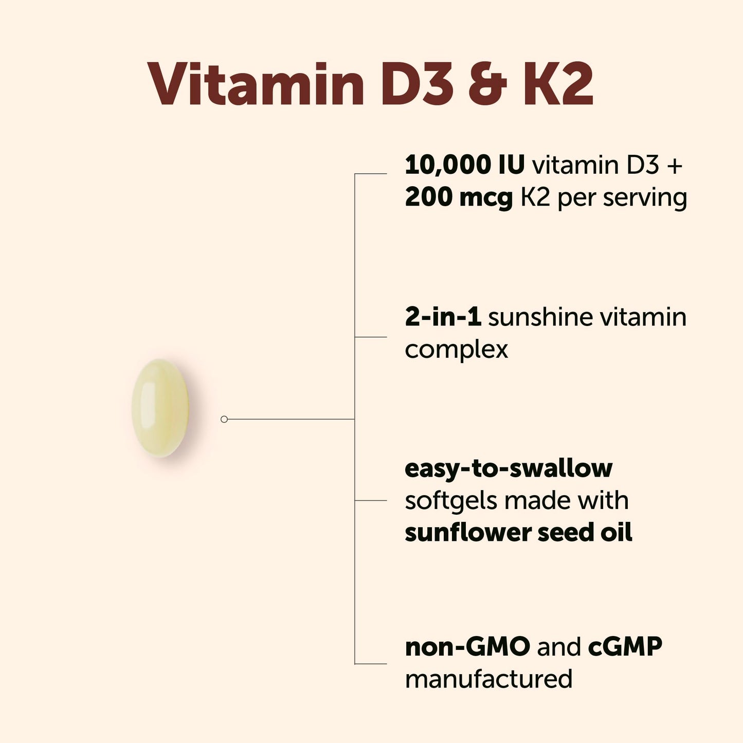 Micro Ingredients Vitamin D3 10,000 IU + K2 MK-7 200 mcg Per Serving, 90 Softgels | Extra Strength* 2-in-1 D3 K2 Supplement