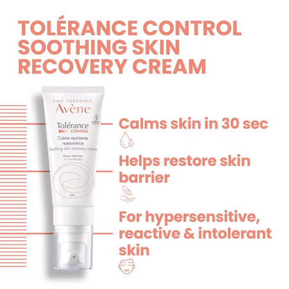 Avène Tolerance Control Soothing Skin Recovery Cream, for Hypersensitive Dry Skin, Restores Skin Barrier, Calms sensations of skin discomfort