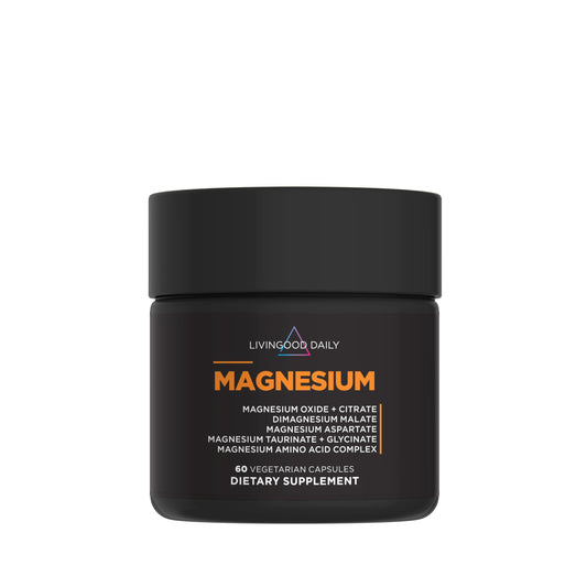 Livingood Daily Magnesium Supplement with Magnesium Glycinate, Citrate, Malate, Oxide, Aspartate, Amino Acid Complex and Chicory Root for Heart Health