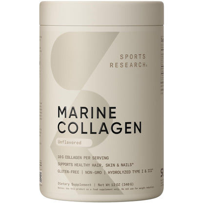 Sports Research Marine Collagen Peptides Powder - Sourced from Wild-Caught Fish, Pescatarian Friendly, Keto Certified & Non-GMO Tested - Easy to Mix in Water or Juice! (34 Servings) Sports Research buy supplements Au