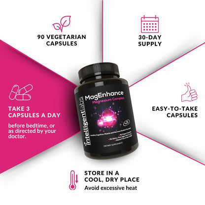 Intelligent Labs MagEnhance Magtein Magnesium Complex Supplement L-Threonate with Magnesium Glycinate and Taurate, 90 Capsules Intelligent Labs buy supplements Au