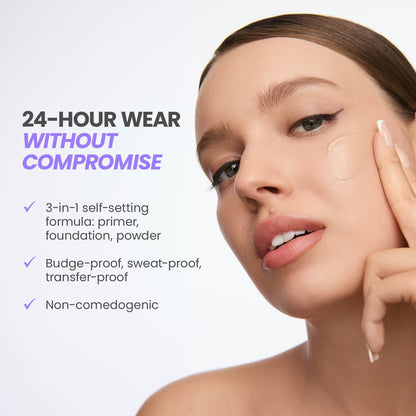Wonderskin Hyper Bond All-Day Stay Serum Foundation – Waterproof, Transfer-Proof, 24HR Longwear Face Makeup with Niacinamide & Hyaluronic Acid – Lightweight, Natural Finish (Aura)